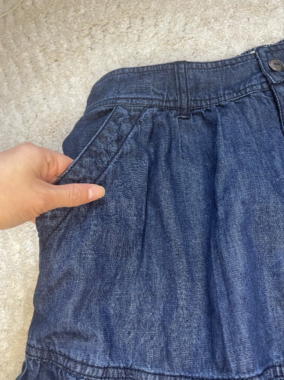 Pilcro 100% Cotton Dark Indigo Tiered Denim Maxi Skirt Size M - Picture 10 of 14
